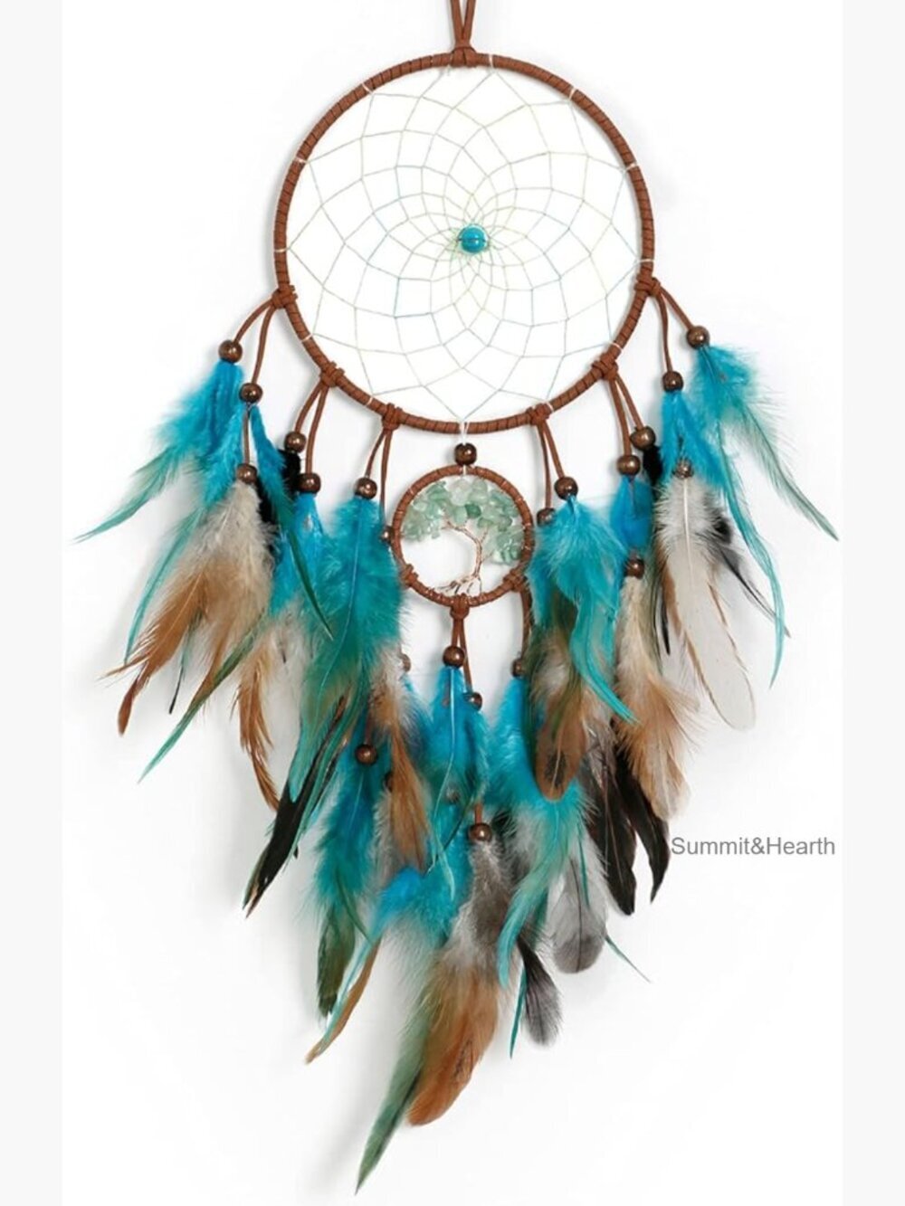 Handmade Dream Catcher Wall Art, 6 Inch Metal Circle, Boho Decor